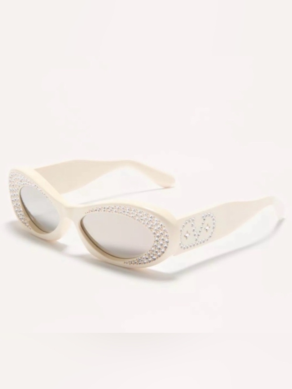 Valentino Eyewear Creme Cat-Eye Crystal Frame Sunglasses - Picture 7 of 11
